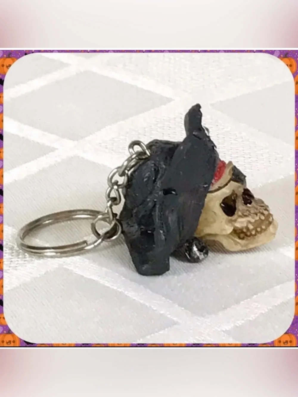 NEW 3” Resin Buccaneer PIRATE SKULL KEY CHAIN Ring Fob Skeleton Bag Charm